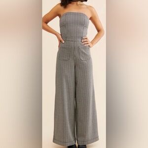 Maeve by Anthropologie Houndstooth Knit Black and White Jumpsuit